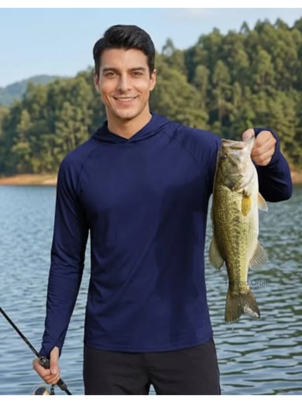 Men's UPF 50+ Long Sleeve Sun Protection Hoodie Rash Guard with Mask